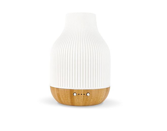 Malco-Bamboo Base Witte Ceramische elektrische ultrasone Diffuser met licht